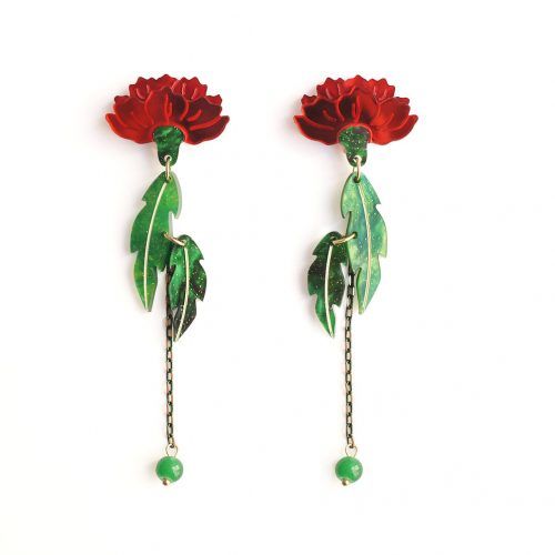 Pendientes Clavel Rojo